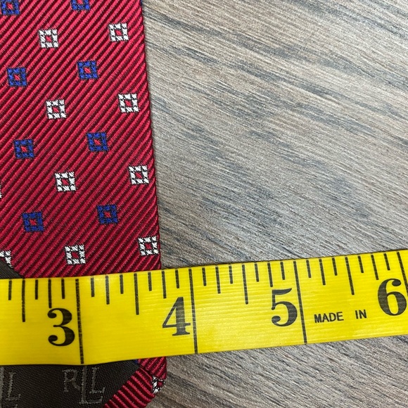 Lauren Ralph Lauren Red w/ Blue & White Check Tie - Picture 4 of 4
